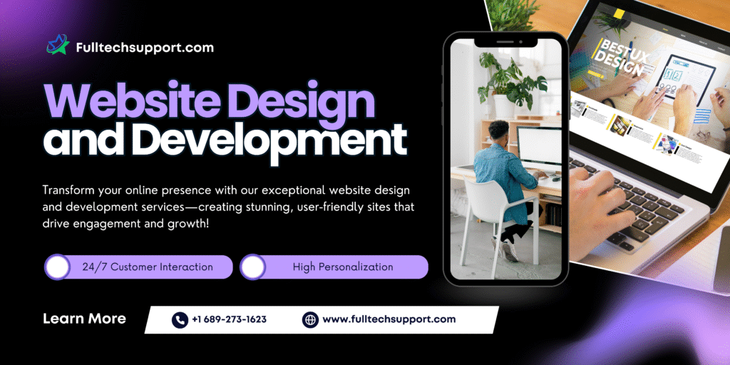 Black Purple Modern Website Design And Development Banner